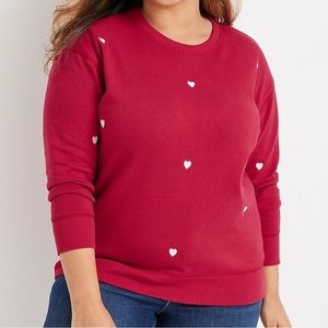 Maurices Plus Size Heart Embroidered Fleece Sweatshirt size 4X